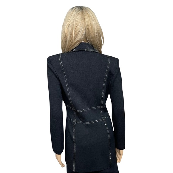 St. John Evening Black Studded Embellished Santana Knit Blazer Size 6 - Picture 7 of 10